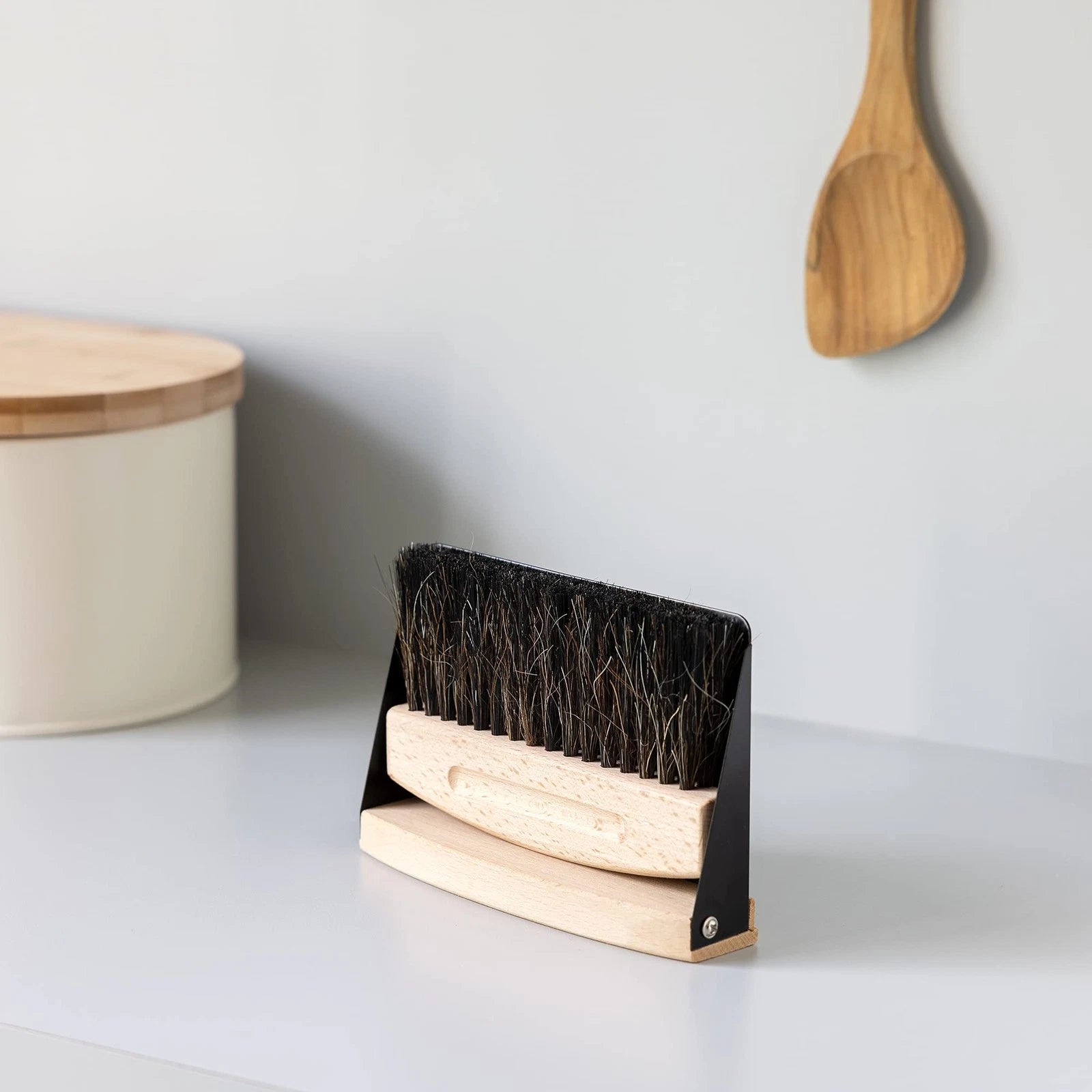 Small Dustpan and Brush Set - Wooden Mini Dust Pan Brush for Sweeping Table T...