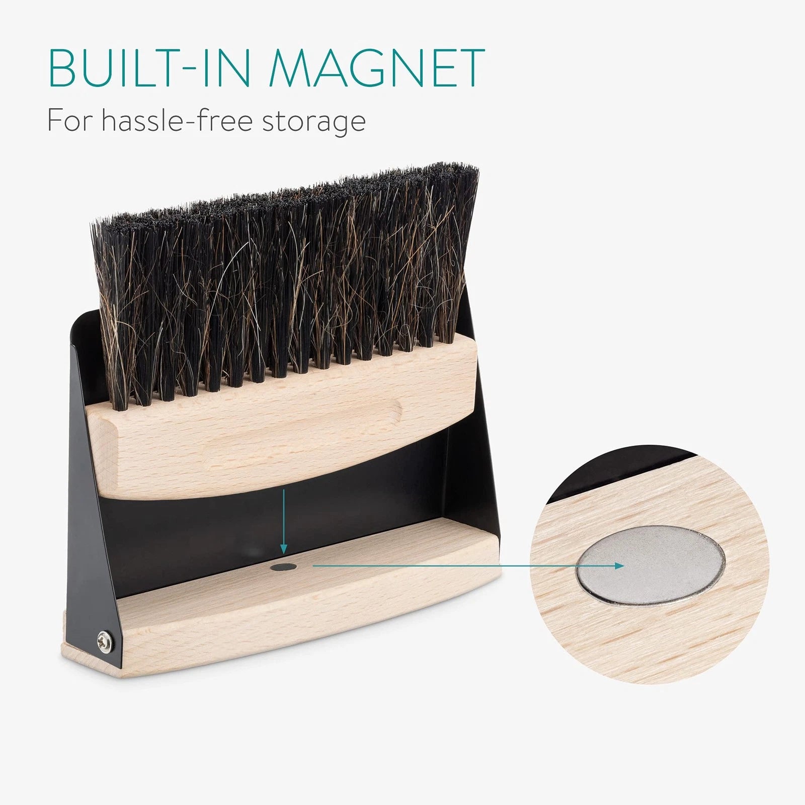 Small Dustpan and Brush Set - Wooden Mini Dust Pan Brush for Sweeping Table T...