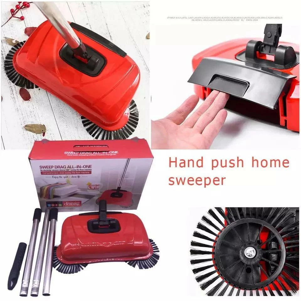 Hand Push Home Sweeper Floor Broom Carpet Outdoor Automatic Cleaner Dust Mop Set