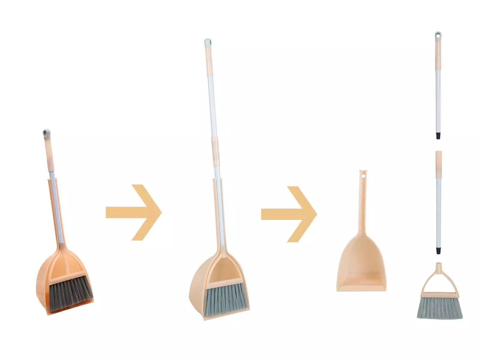 Mini Broom with Dustpan for KidsLittle Housekeeping Helper Set Light Orange