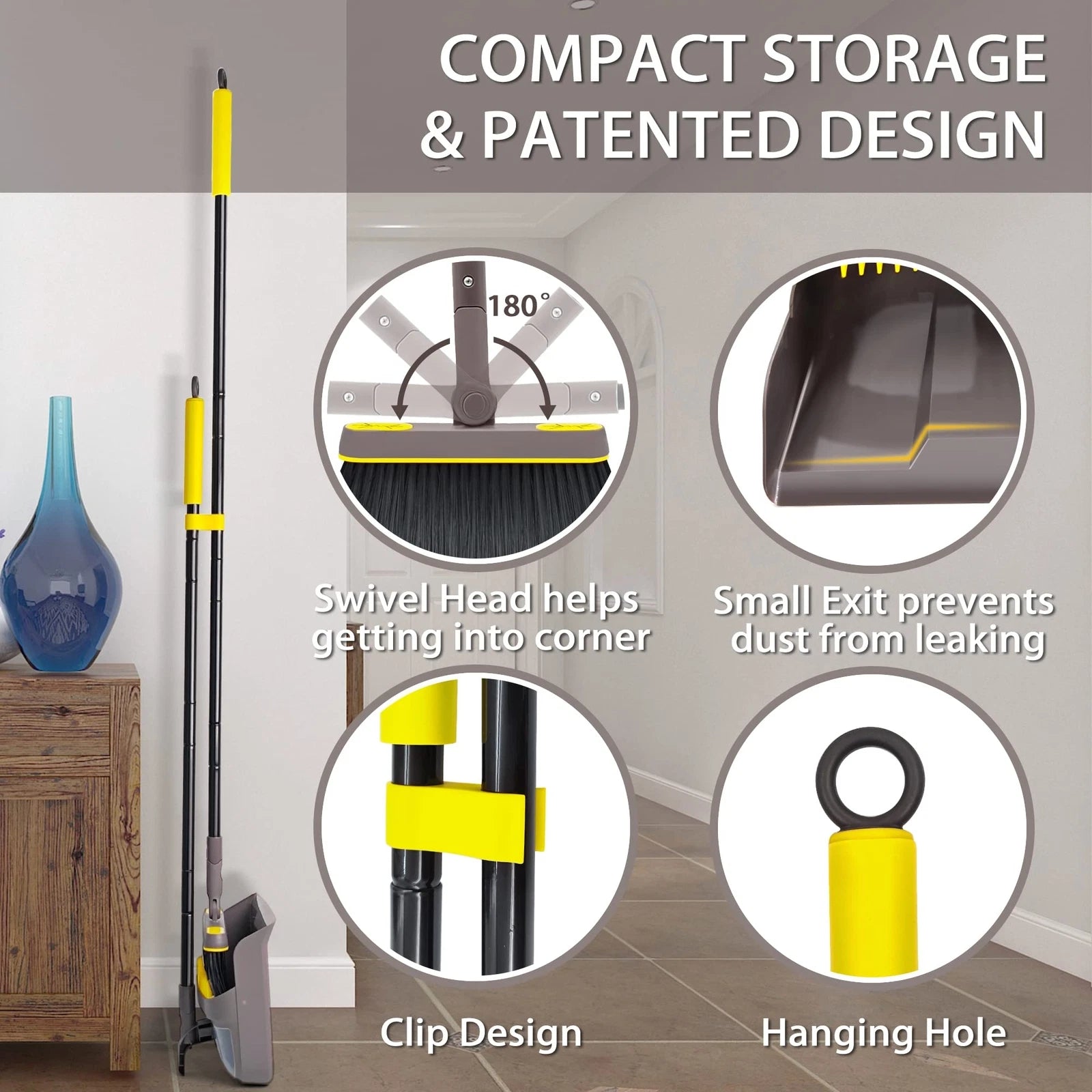 Long Handle Dustpan Stand Up Household Dustpan for Garage Home Kitchen