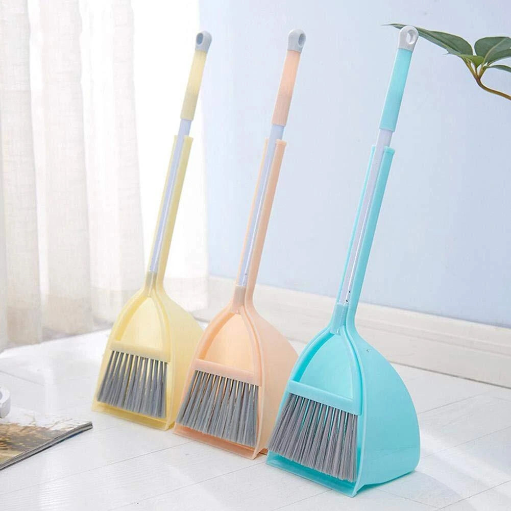 Mini Broom with Dustpan for KidsLittle Housekeeping Helper Set Light Orange