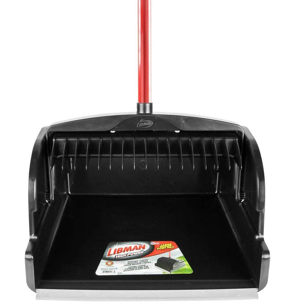 Libman Dustpan 16" Large Scoop Upright Red+Black w/Steel Angled Handle (4-Pack)