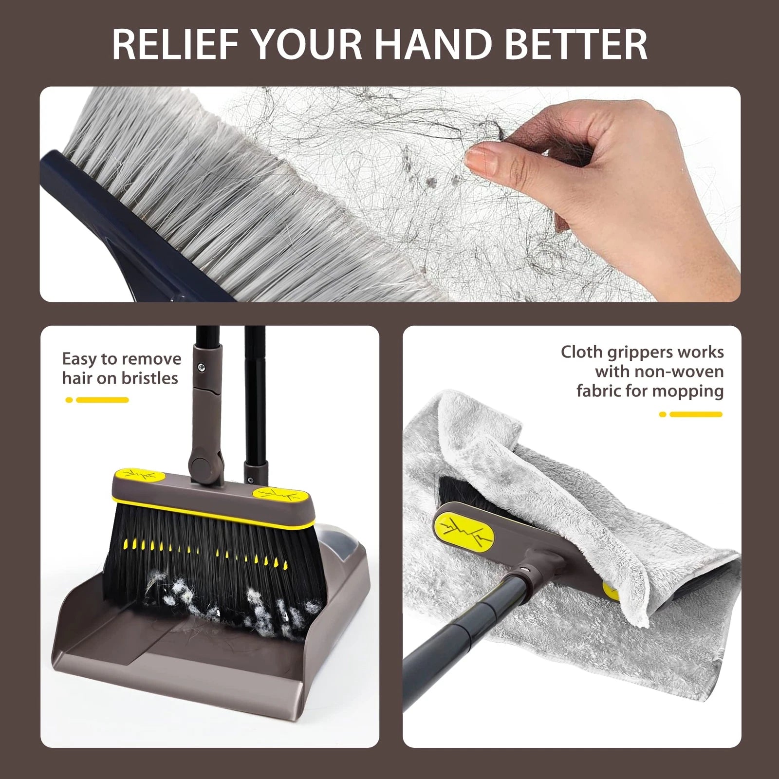 Long Handle Dustpan Stand Up Household Dustpan for Garage Home Kitchen