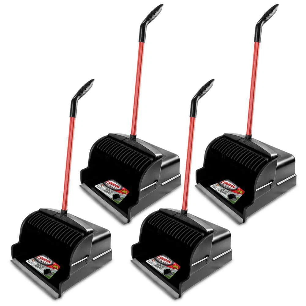 Libman Upright Dustpan 16" Heavy-Duty in Red/Black w/ Long Steel Handle 4-Pack