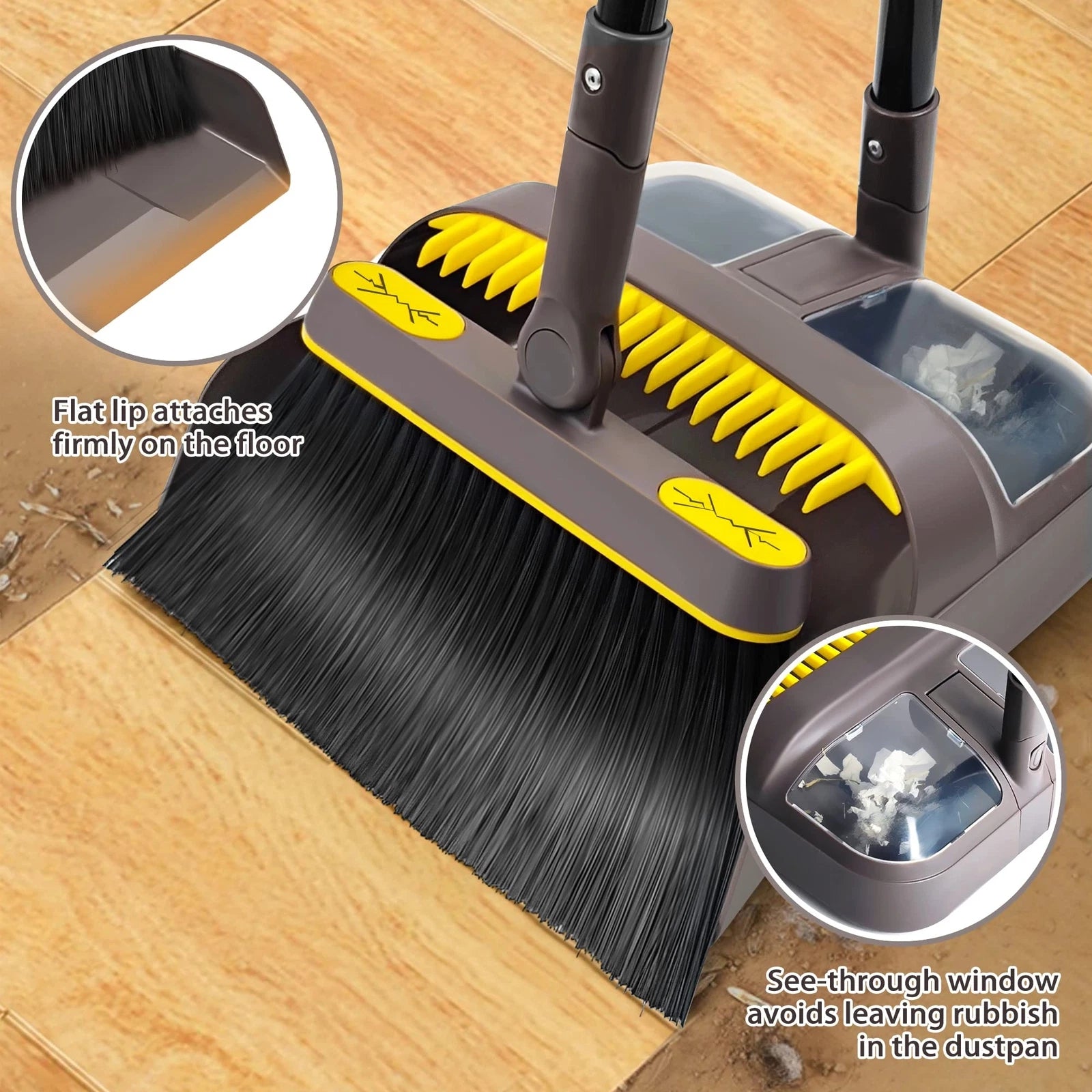Long Handle Dustpan Stand Up Household Dustpan for Garage Home Kitchen