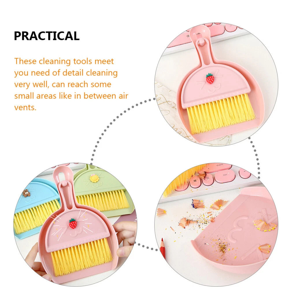 Set of 4 Mini Broom Child Multipurpose Crevice Cleaning Brush Desk