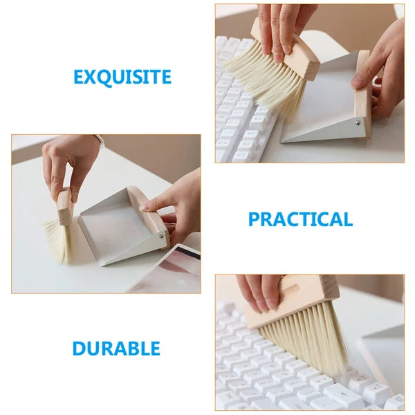 Set of 2 Mini Broom Dustpan Cleaning Desktop Small Computer Brush
