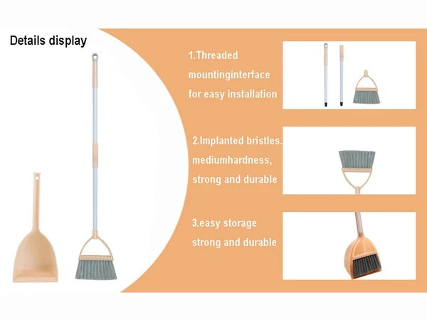 Mini Broom with Dustpan for KidsLittle Housekeeping Helper Set Light Orange