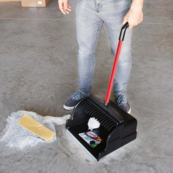 Libman Upright Dustpan 16" Heavy-Duty in Red/Black w/ Long Steel Handle 4-Pack