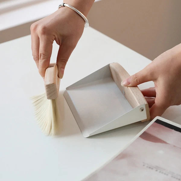 Set of 2 Mini Broom Dustpan Cleaning Desktop Small Computer Brush