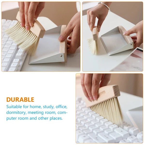 Set of 2 Mini Broom Dustpan Cleaning Desktop Small Computer Brush