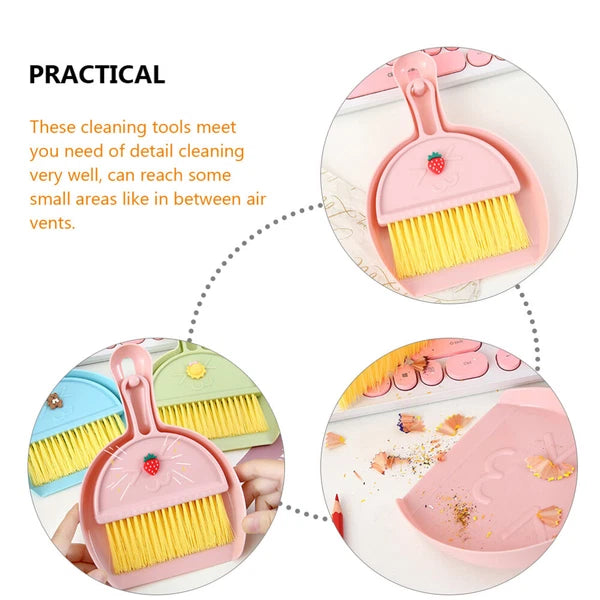 Set of 4 Mini Broom Child Multipurpose Crevice Cleaning Brush Desk