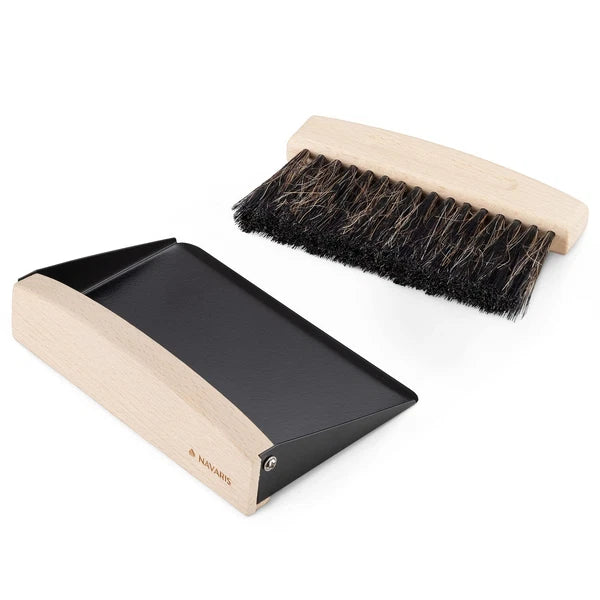 Small Dustpan and Brush Set - Wooden Mini Dust Pan Brush for Sweeping Table T...