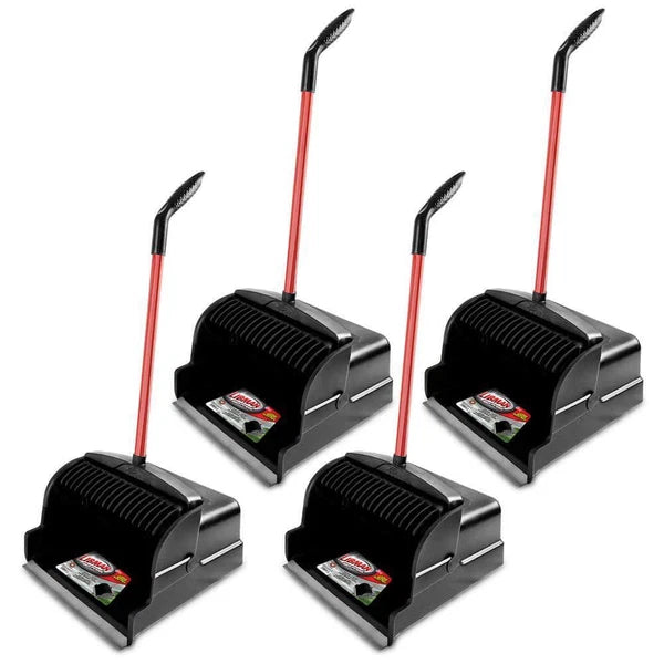 Libman Dustpan 16" Large Scoop Upright Red+Black w/Steel Angled Handle (4-Pack)