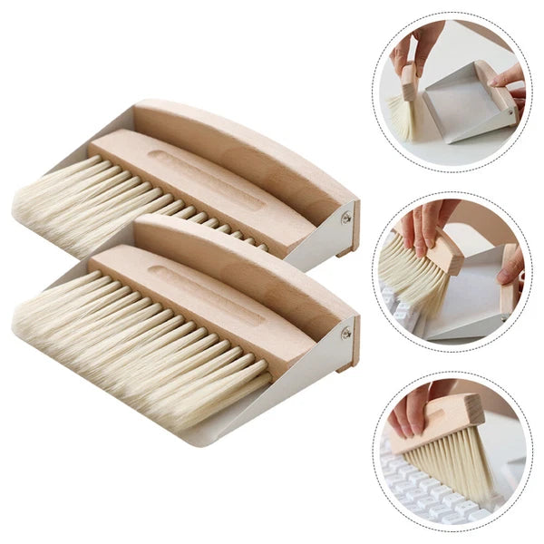 Set of 2 Mini Broom Dustpan Cleaning Desktop Small Computer Brush