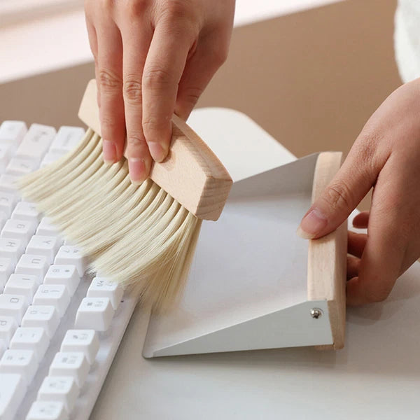 Set of 2 Mini Broom Dustpan Cleaning Desktop Small Computer Brush