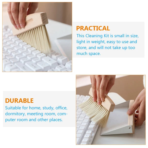 Set of 2 Mini Broom Dustpan Cleaning Desktop Small Computer Brush