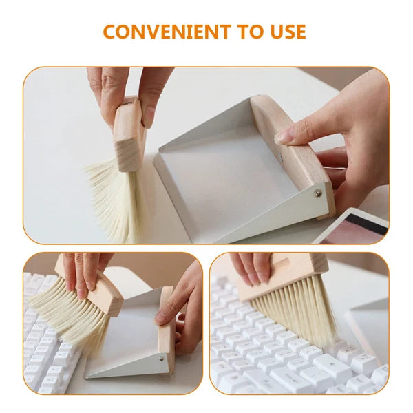 Set of 2 Mini Broom Dustpan Cleaning Desktop Small Computer Brush