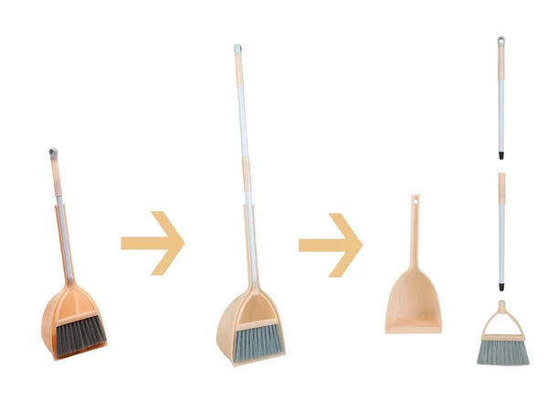 Mini Broom with Dustpan for KidsLittle Housekeeping Helper Set Light Orange
