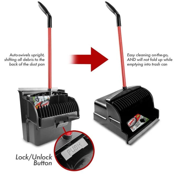 Libman Dustpan 16" Large Scoop Upright Red+Black w/Steel Angled Handle (4-Pack)
