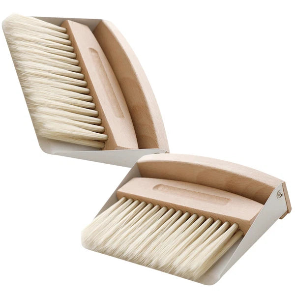 Set of 2 Mini Broom Dustpan Cleaning Desktop Small Computer Brush