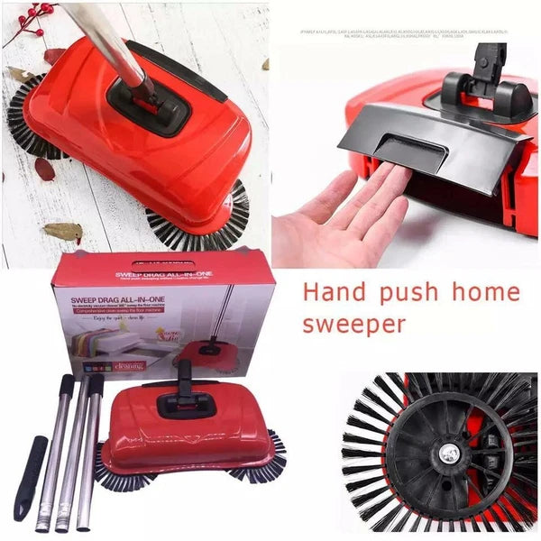 Hand Push Home Sweeper Floor Broom Carpet Outdoor Automatic Cleaner Dust Mop Set