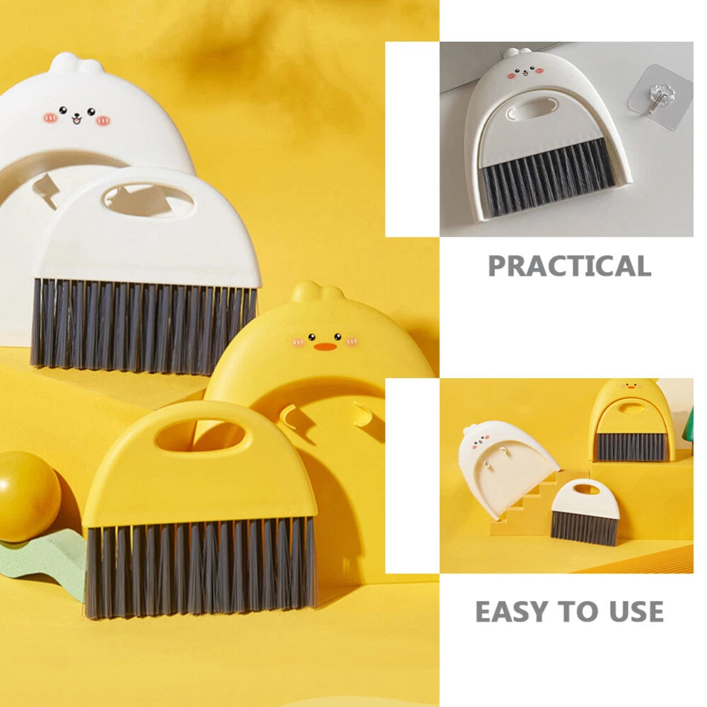 3 Sets Dustpane and Brush Set Small Mini Scrub Dust Pan-