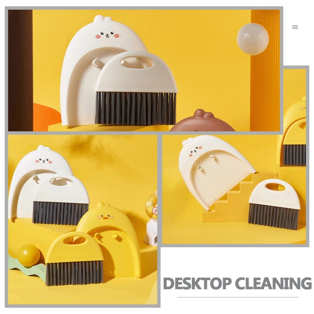 4 Sets Mini Dustpan and Broom Set, Cartoon Small Broom and-