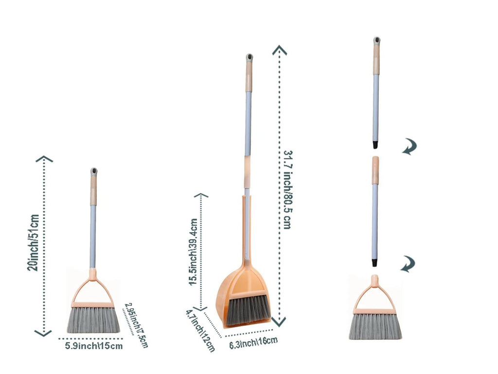 Mini Broom with Dustpan for KidsLittle Housekeeping Helper Set Light Orange