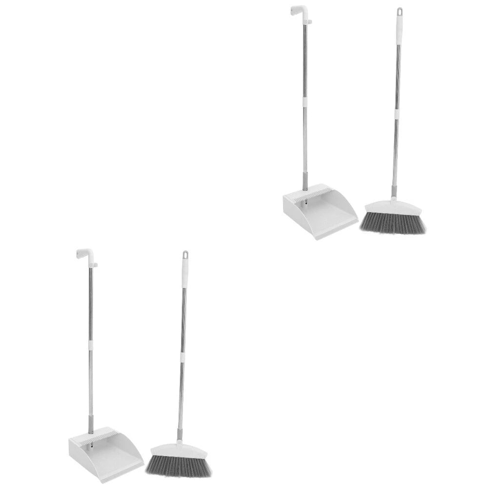 2 Sets Broom Set with Long Handle, Collapsible Broom Dustpan Set,-