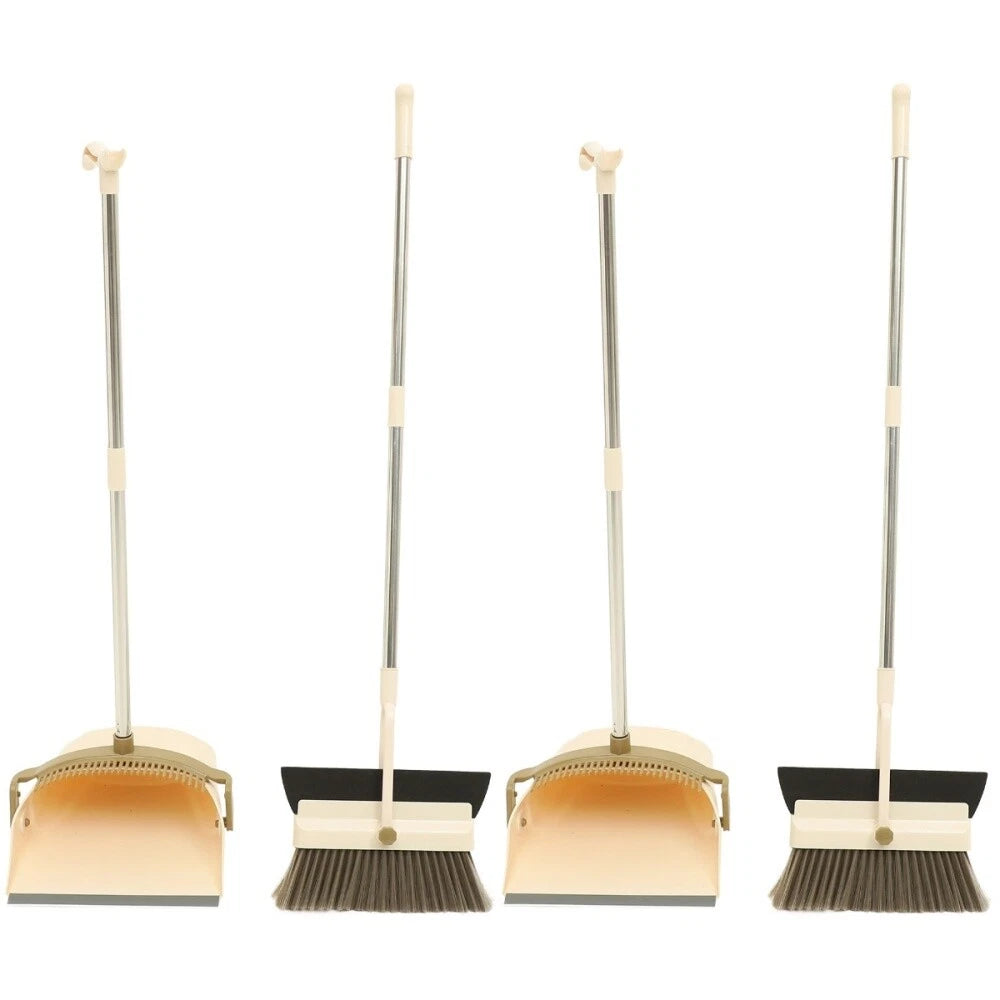 2 Sets Dustpan and Broom Set, Long Handle Broom, Dustpan, Broom,-