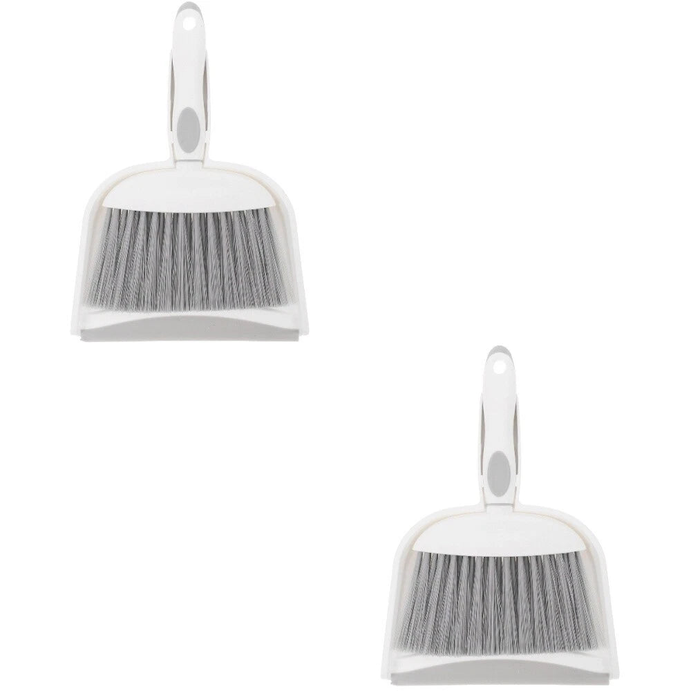 2 Sets Table Cleaning Small Broom with Dustpan Plastic Mini Duster-