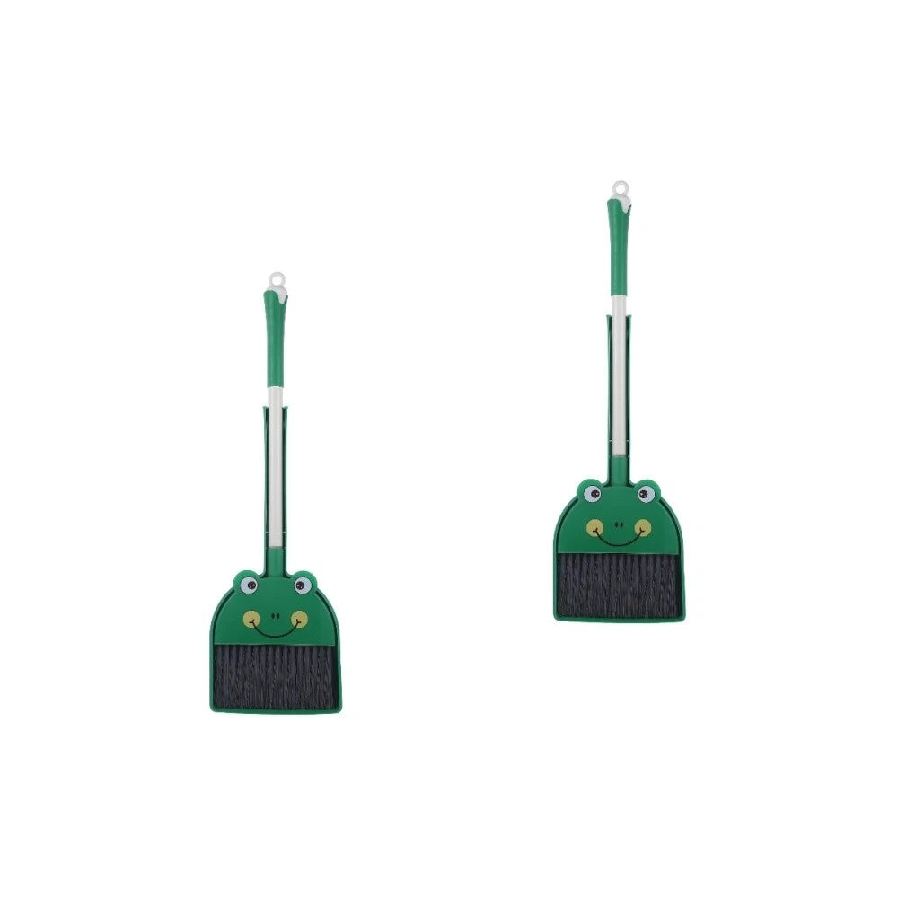 2 Sets Kids Broom and Dustpan Kit Cartoon Broom Dustpan Set Adorable-