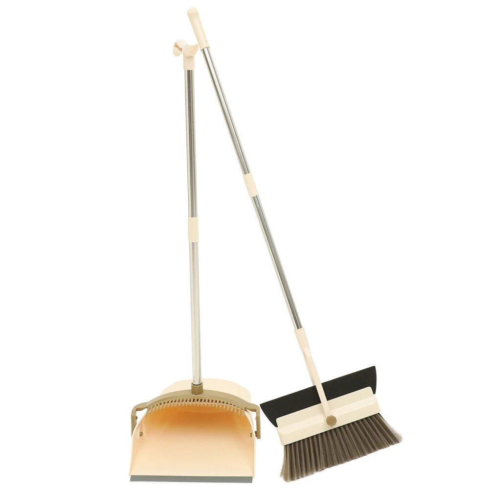 2 Sets Dustpan and Broom Set, Long Handle Broom, Dustpan, Broom,-