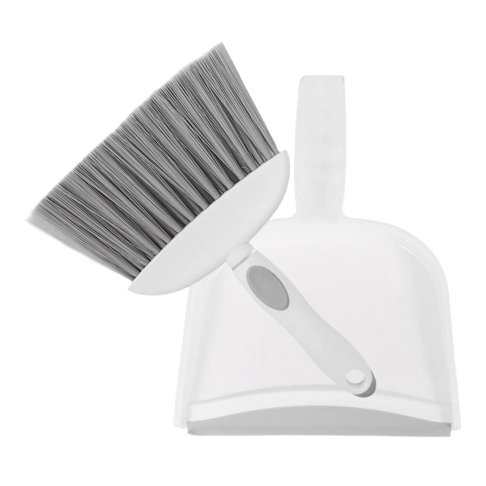 2 Sets Table Cleaning Small Broom with Dustpan Plastic Mini Duster-