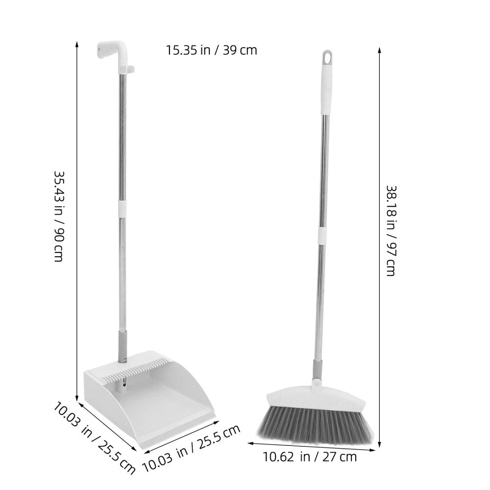 2 Sets Broom Set with Long Handle, Collapsible Broom Dustpan Set,-