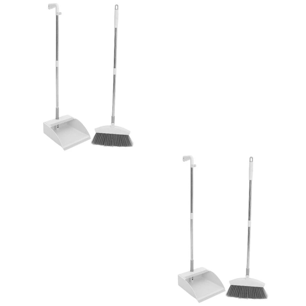 2 Sets Broom Set with Long Handle, Collapsible Broom Dustpan Set,-