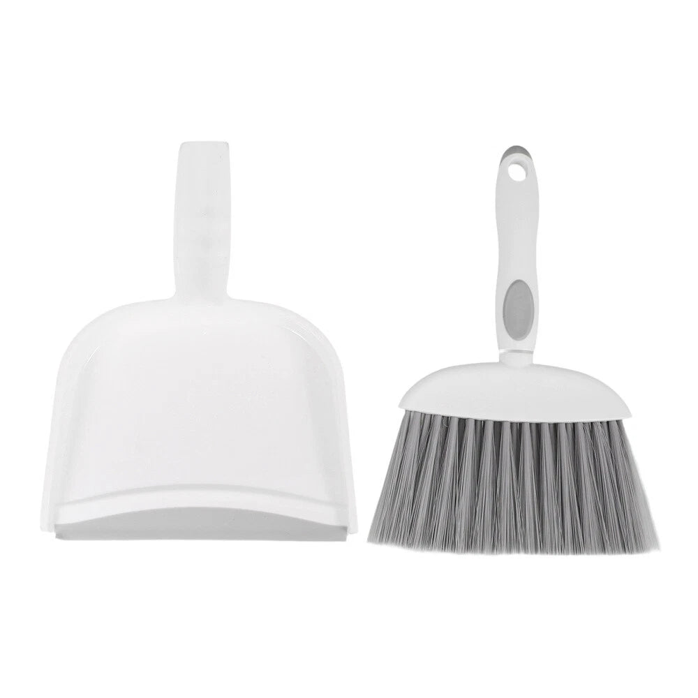 2 Sets Table Cleaning Small Broom with Dustpan Plastic Mini Duster-