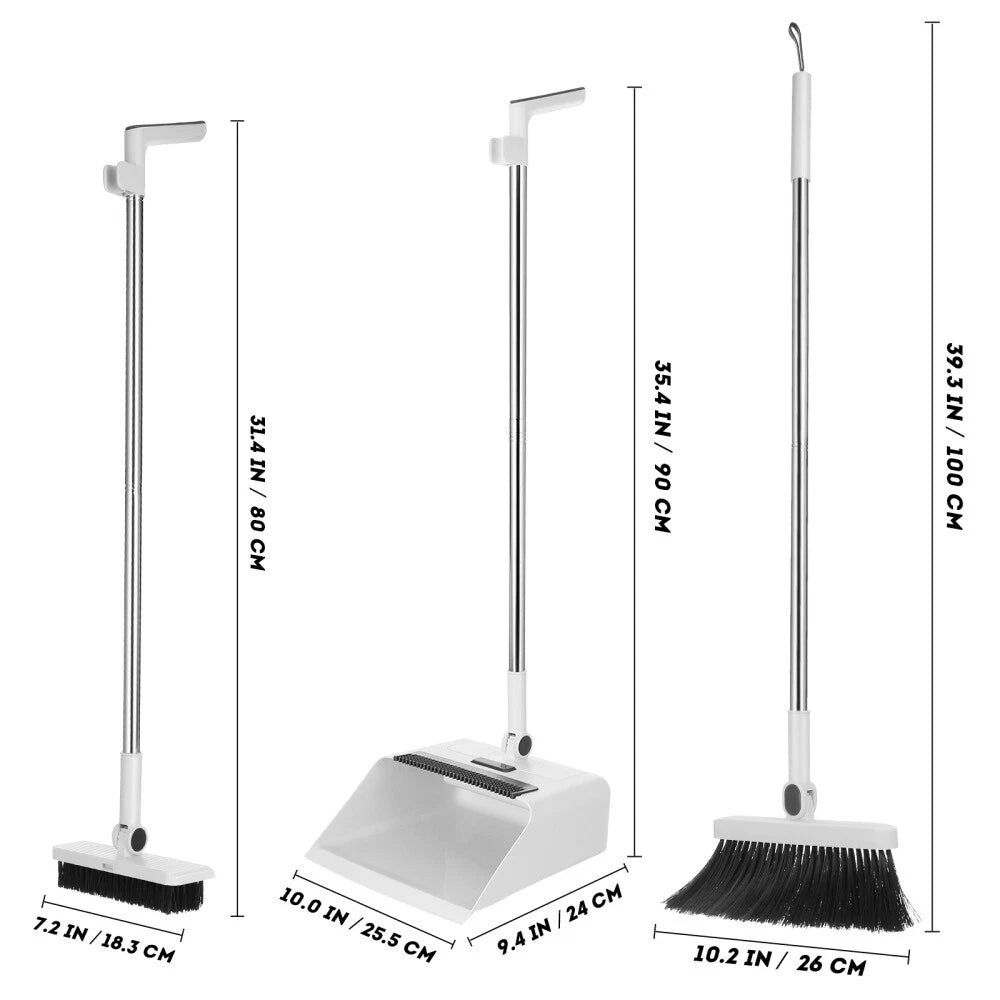 2 Sets Broom and Dustpan, Broom with Dustpan Set, 3-in-1 Folding-