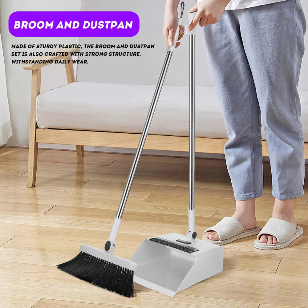 2 Sets Broom and Dustpan, Broom with Dustpan Set, 3-in-1 Folding-