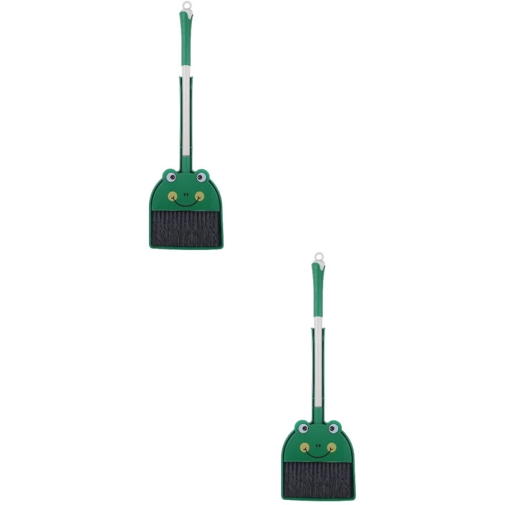 2 Sets Kids Broom and Dustpan Kit Cartoon Broom Dustpan Set Adorable-
