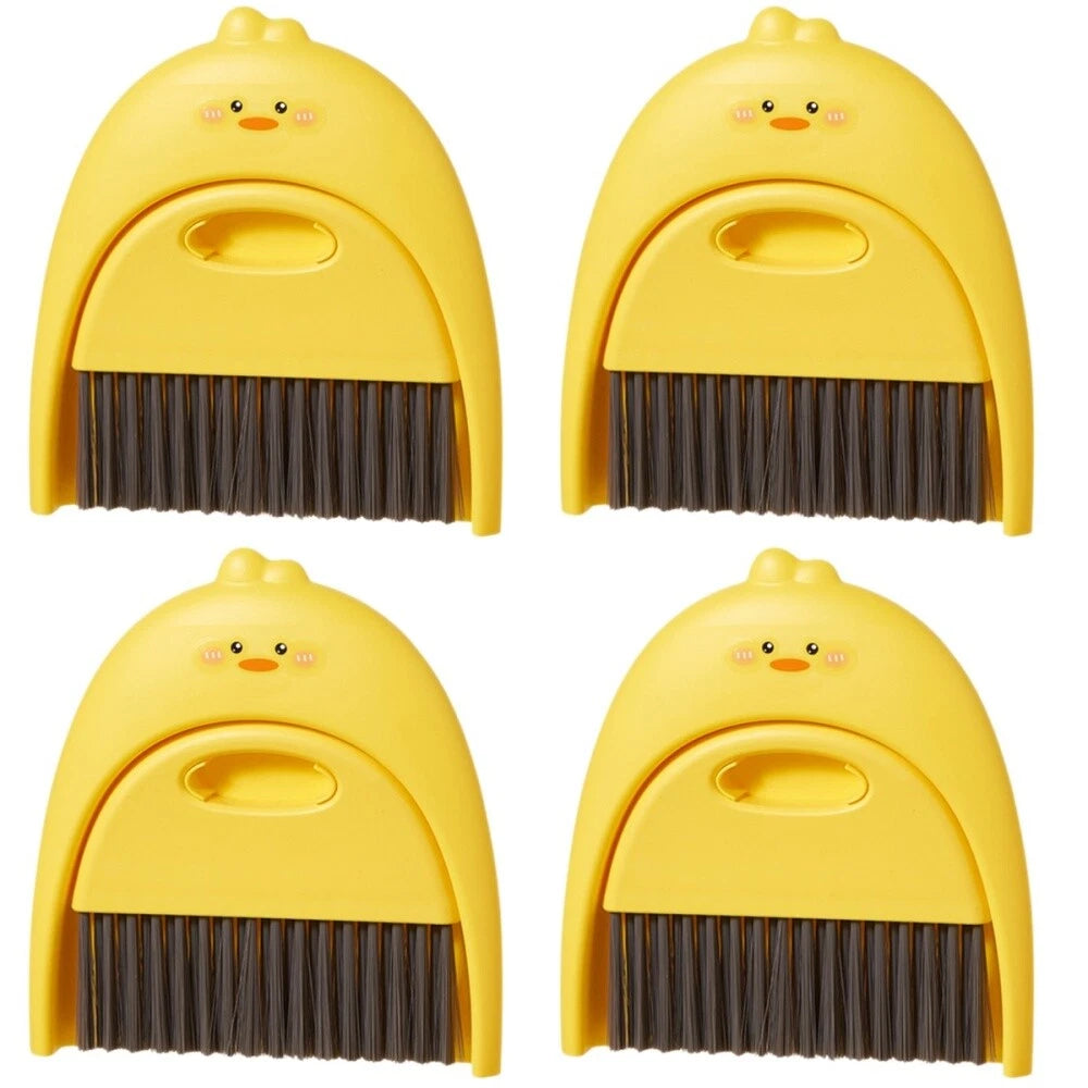 4 Sets Small Broom and Dustpan, Cleaning Kit, Cartoon Sweeper with-