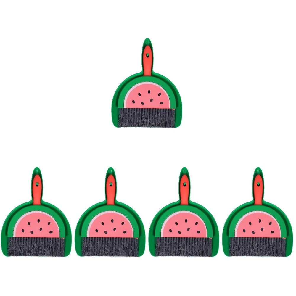 5 Sets Mini Dustpan and Broom Set with Fruit Motif, Small Broom and-