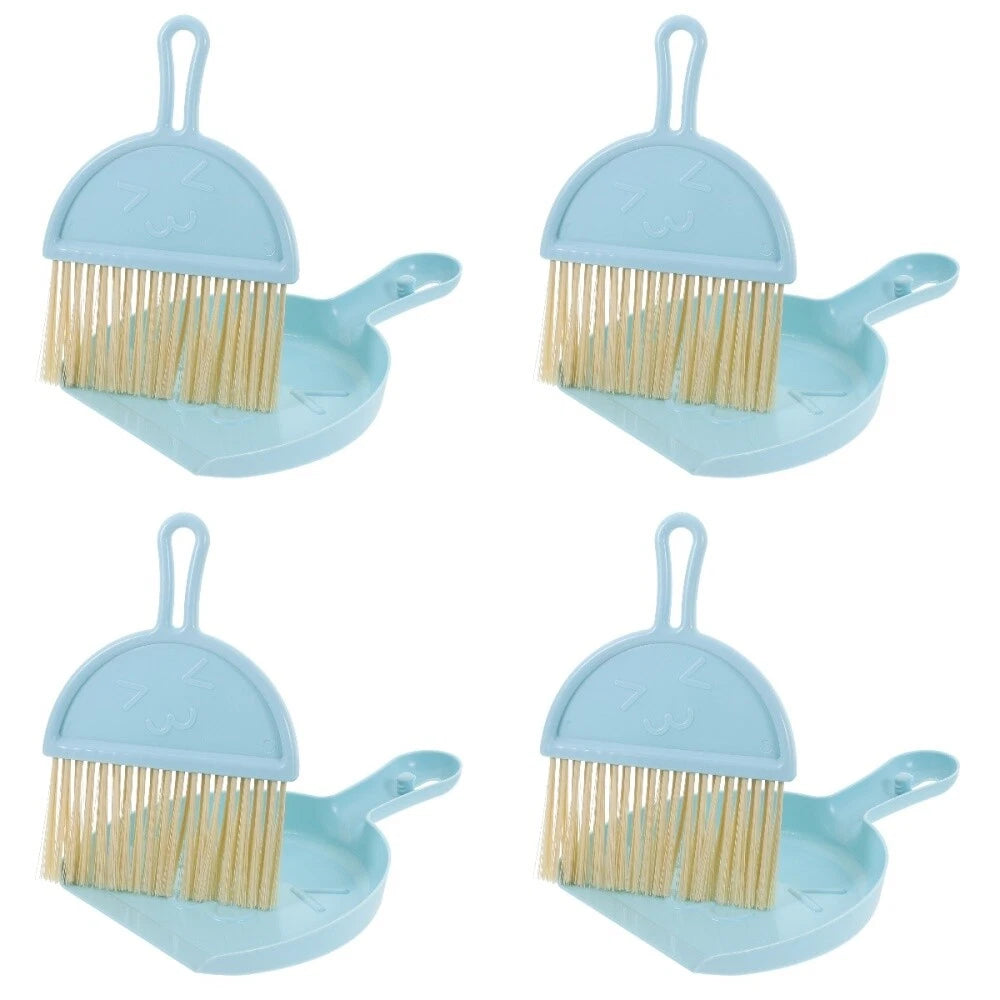4 Sets Mini Dustpan and Brush Set, Small Broom and Dustpan,-