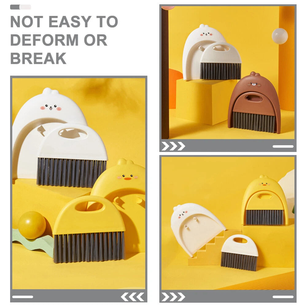 3 Sets Dustpane and Brush Set Small Mini Scrub Dust Pan-