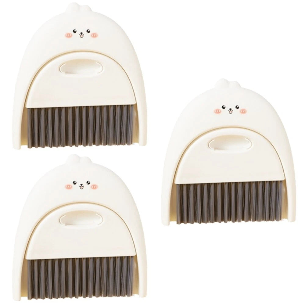 3 Sets Dustpane and Brush Set Small Mini Scrub Dust Pan-