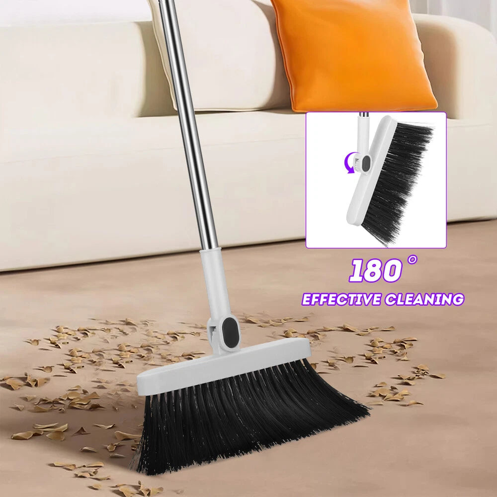 2 Sets Broom and Dustpan, Broom with Dustpan Set, 3-in-1 Folding-