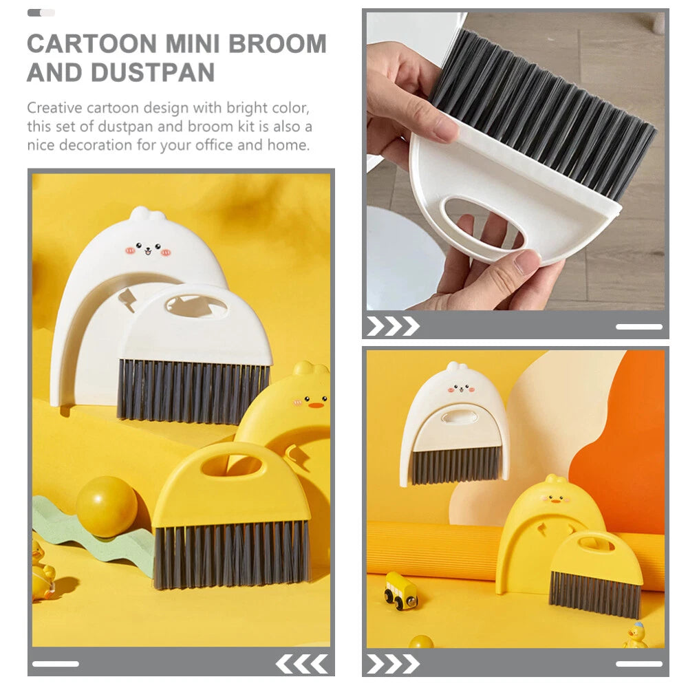 3 Sets Small Broom and Dustpan Set, Desktop Cleaning Tool,-