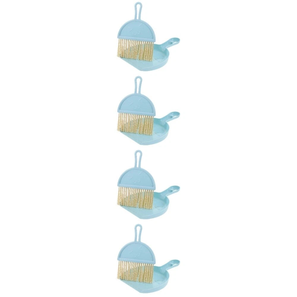 4 Sets Mini Dustpan and Brush Set, Small Broom and Dustpan,-